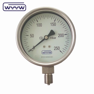 stainless steel 4 inch mbar 304 capsule pressure gauge