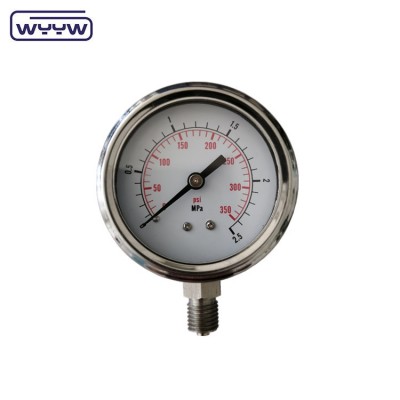 hydraulic 2.5" ss304 silicone filled pressure gauge